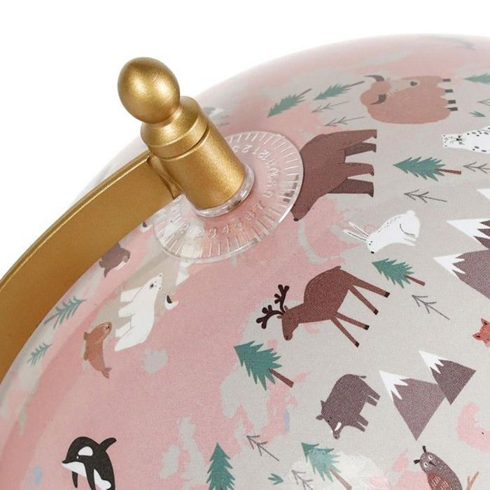 Roze wereldbol met dieren