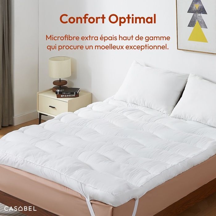 Cubrecolchón CASABEL Cloud de 180 x 200 cm, extra grueso, de microfibra transpirable – Ultrasuave, antiácaros – Para 2 personas