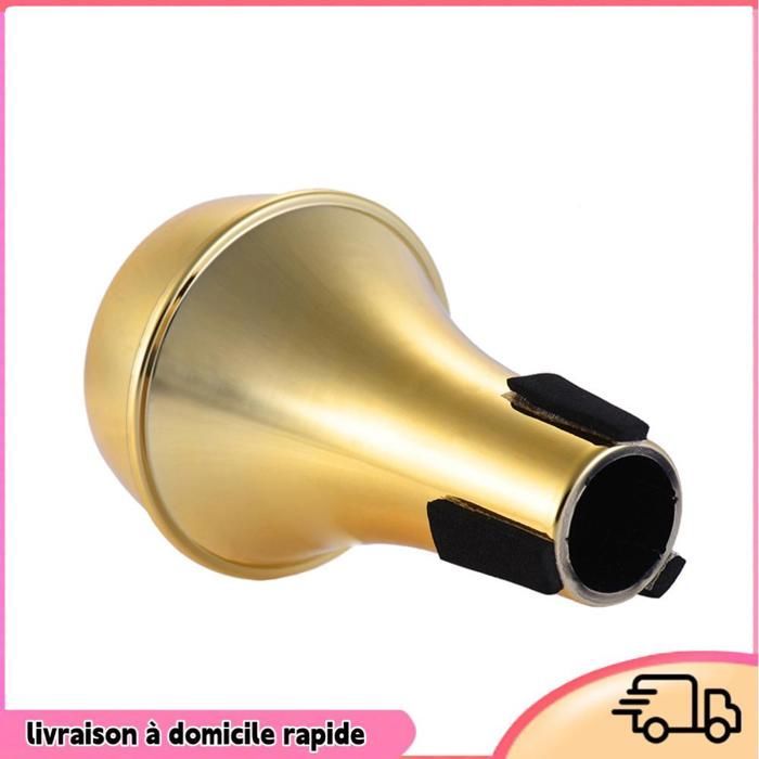 Dilwe Mini Lightweight Practice Trumpet Mute, Straight Mute Silencer, ABS Material, Gold