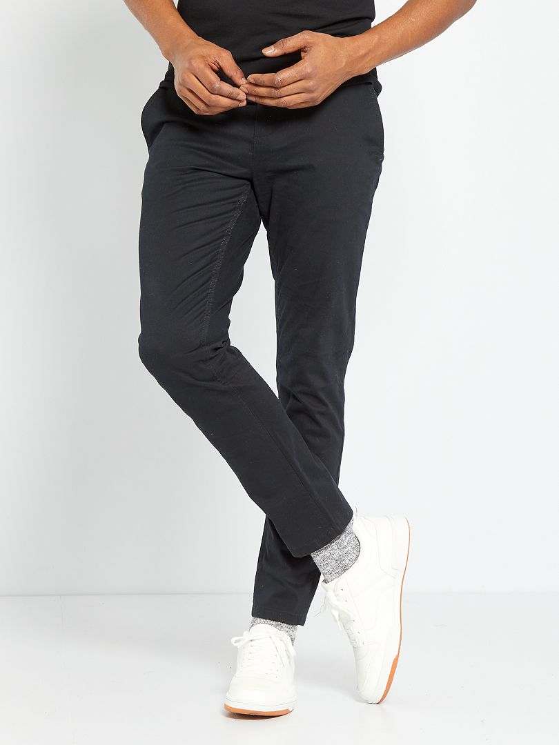 Slim Fit Chino Broek L30 - ZWART