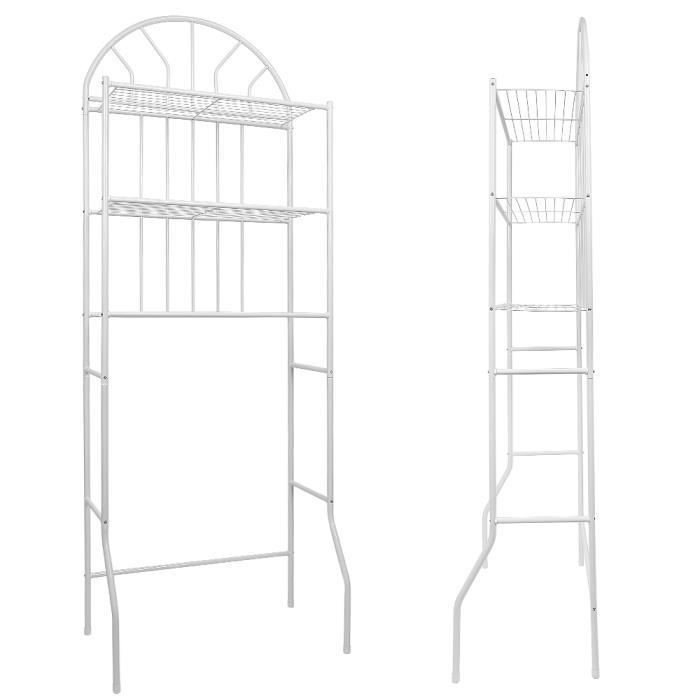 Étagère de rangement pour salle de bain - MENGDA - Construction en fer - 3 niveaux - Blanc - 65x34x178cm