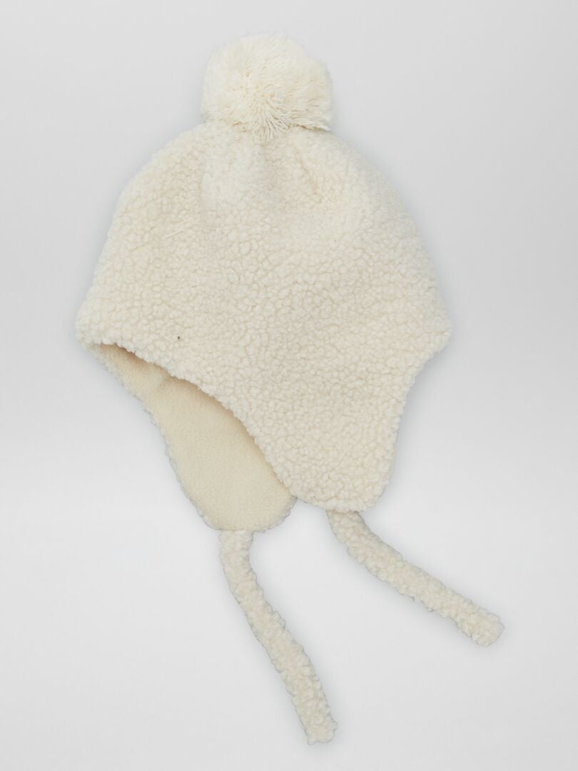 Gorro Sherpa com Pom Pom - BRANCO