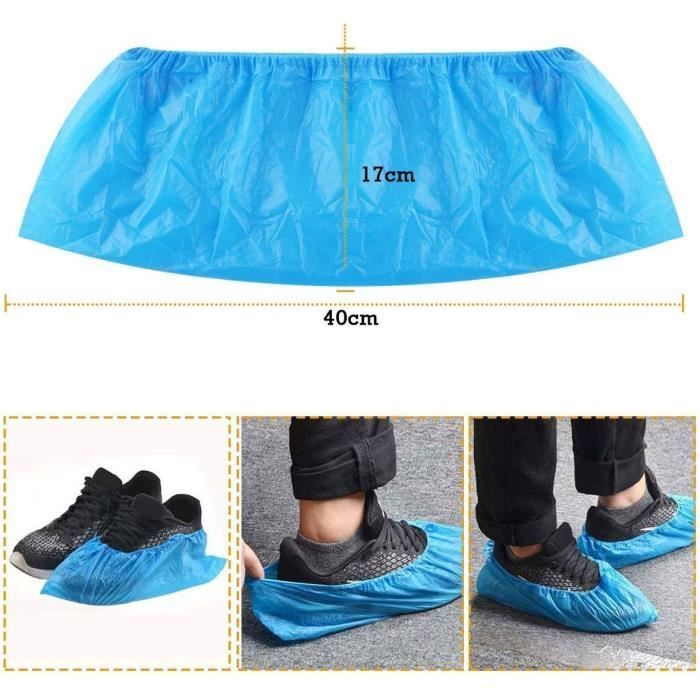 Ezlife Disposable Waterproof Shoe Covers, 100 Pcs, Disposable Non-Slip CPE Plastic Shoe Protectors