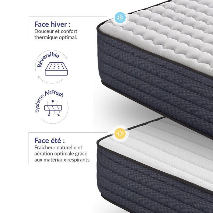 Materasso Dream Komfort 180x200 cm - Tecnologia in lattice blu e memory foam HR - Reversibile - 7 zone - Extra spesso