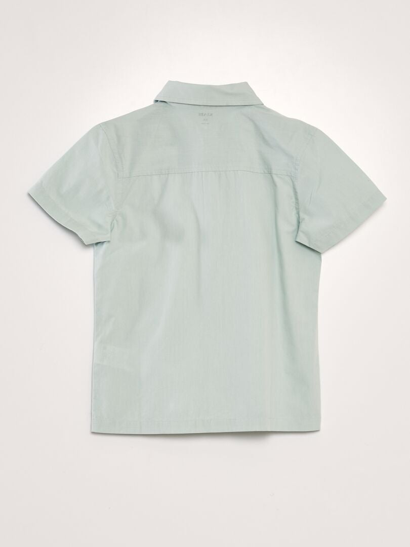 Camisa de manga curta de cor sólida - azul