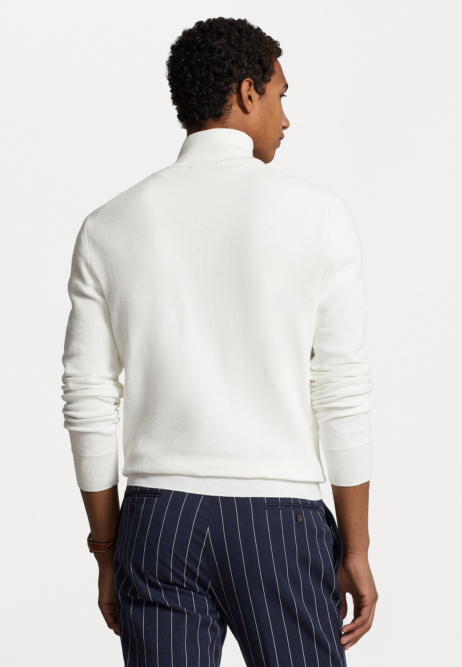 Suéter Polo Ralph Lauren de malha de algodão com zíper até o peito - Suéter - branco lavado