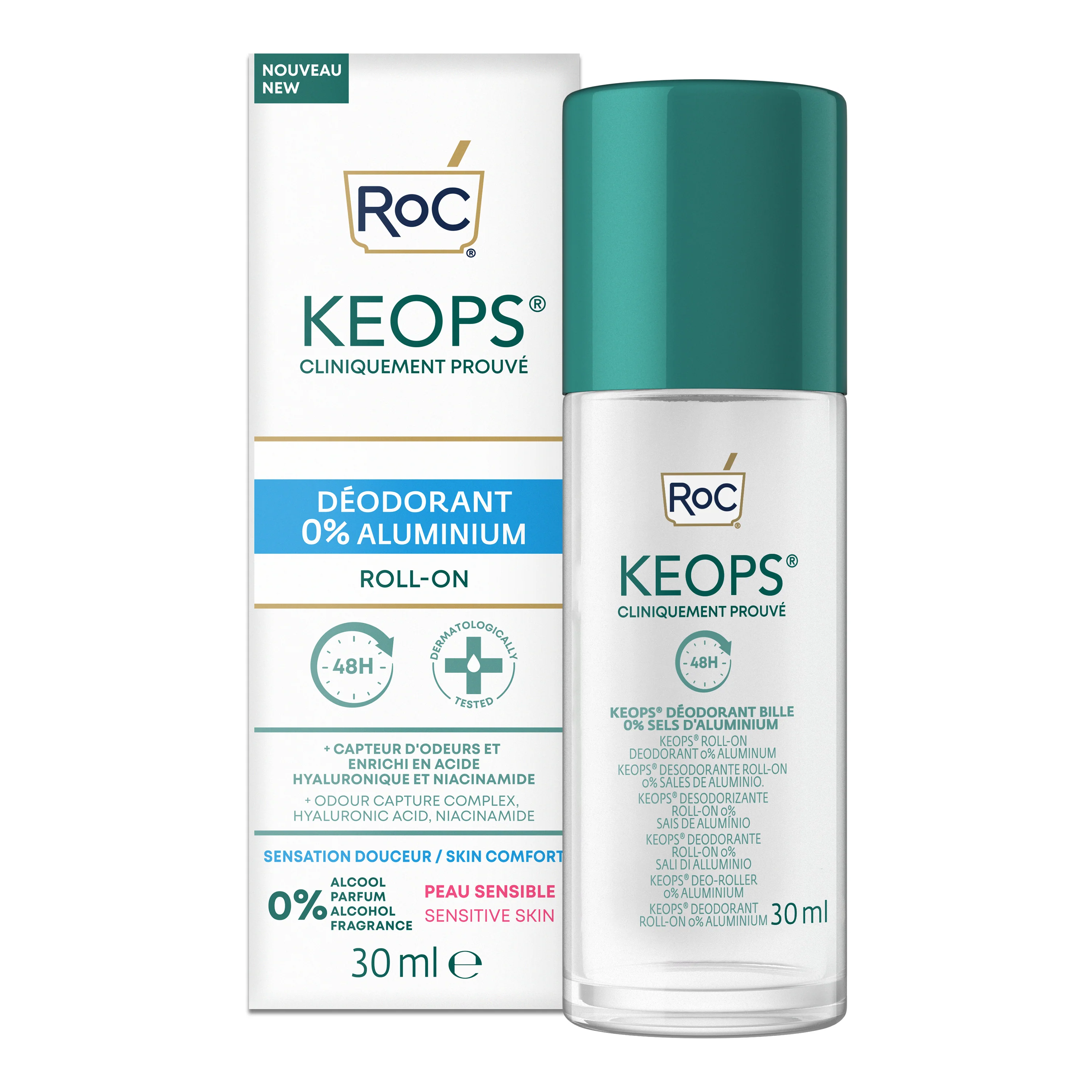 Keops Deo Roll-On 48h 0% Sali di Alluminio - Deodorante Roll-on