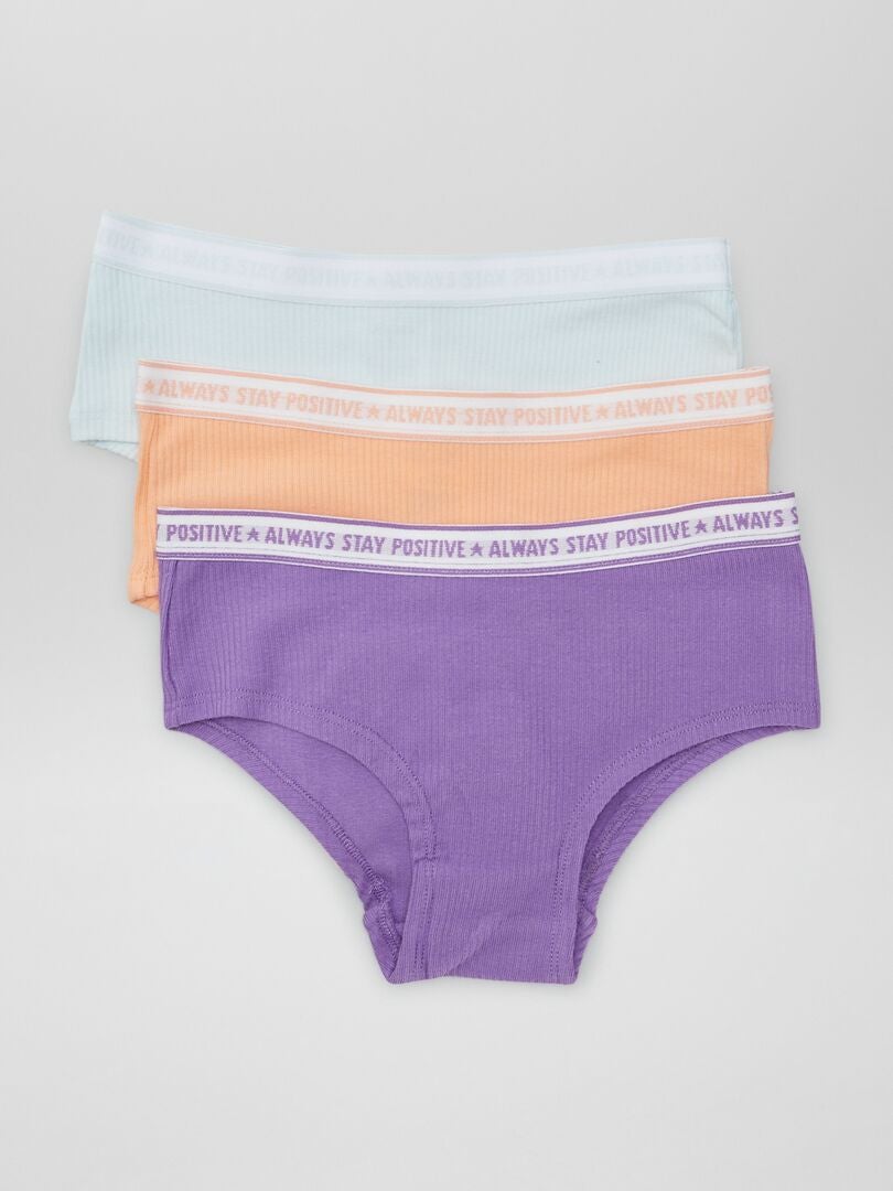 Set van 3 gebreide culottes met ribbels - PAARS