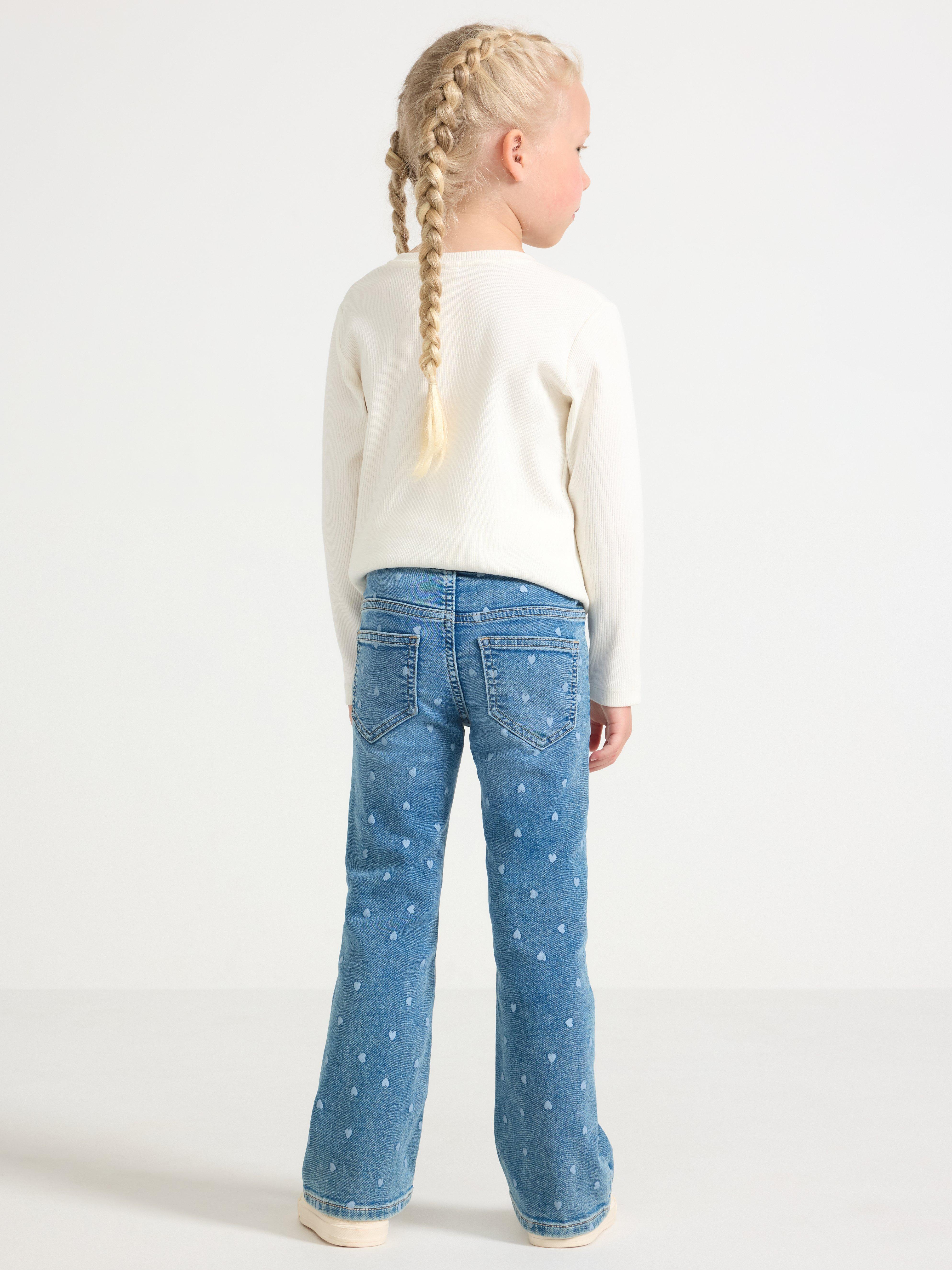 FREJA Flared leg  jeans med hjärtan Denim blue