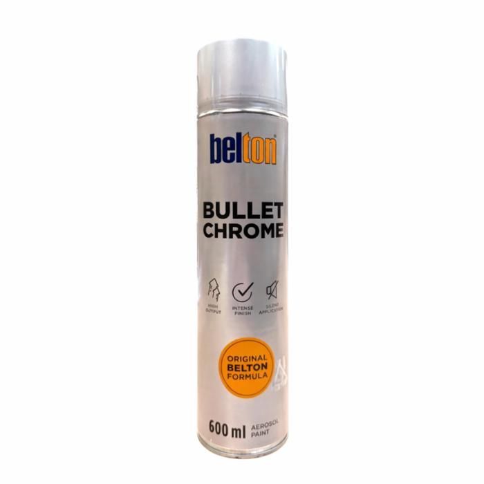 Bombe de peinture - Effet chrome brillant - Belton Bullet Chrome – 600 ml – Haute couvrance