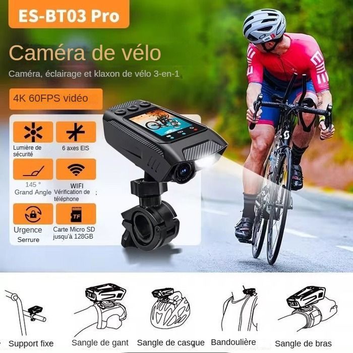 4K HD Sportskamera - Cykelkamera - 32GB - WiFi - Stabilisering - Vandtæt - Velegnet til udendørs motorcykel- og cykeloptagelse