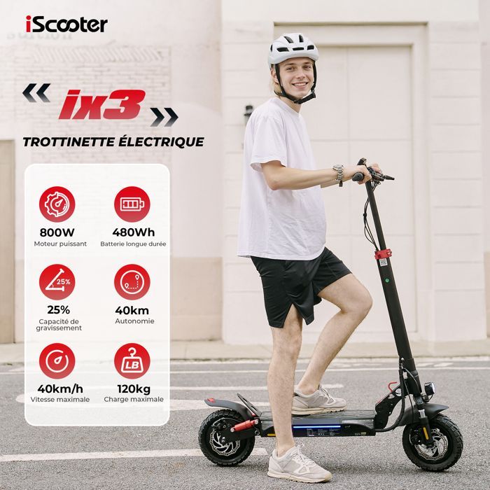 Patinete elétrico dobrável iScooter iX3 para adultos - Rodas de 10