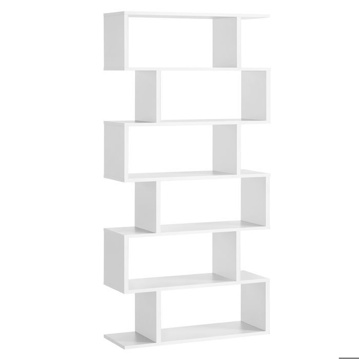 Libreria a 6 ripiani, 24 x 70 x 191,6 cm, mobile contenitore, divisorio per ambienti, moderno, bianco nuvola.