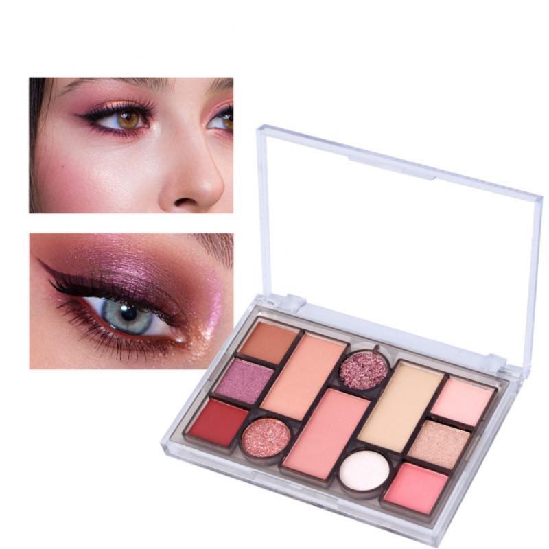 Paleta de sombras de ojos mate con brillo de 12 colores, larga duración, resistente al agua, fácil de aplicar, polvo mineral, herramienta cosmética para maquillaje de ojos.