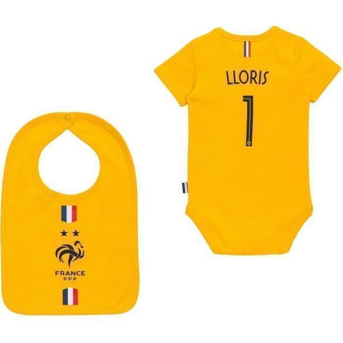 Body y babero FFF - Hugo Lloris - Bebé niño - Algodón - Amarillo - Fútbol oficial