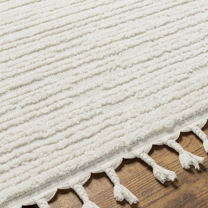 LIVABLISS Zacht Scandinavisch Boheems vloerkleed met korte pool TATUM voor de woonkamer 160x213cm Lichtgrijs/Ivoor