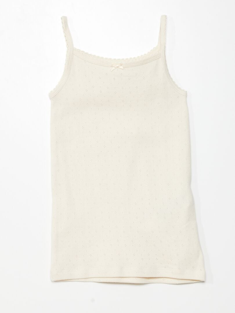 Conjunto de 3 regatas de malha pointelle - BEGE