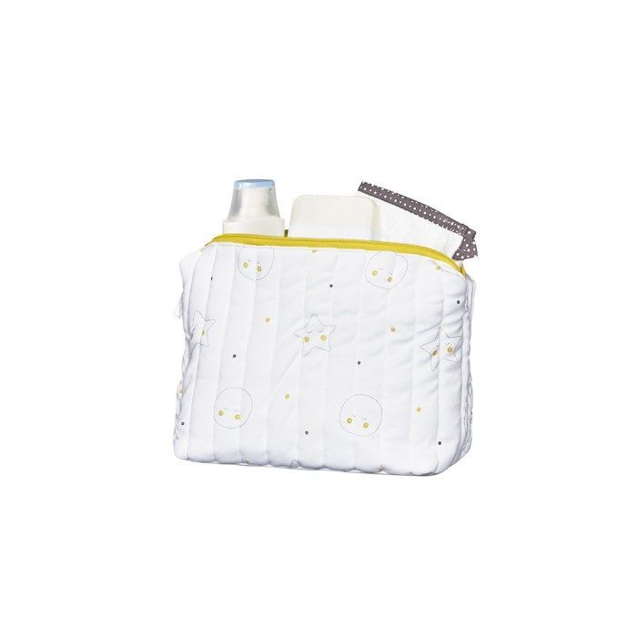 Trousse de toilette - Babyfan - Blanc - Coton Bio - Souple - Zippée