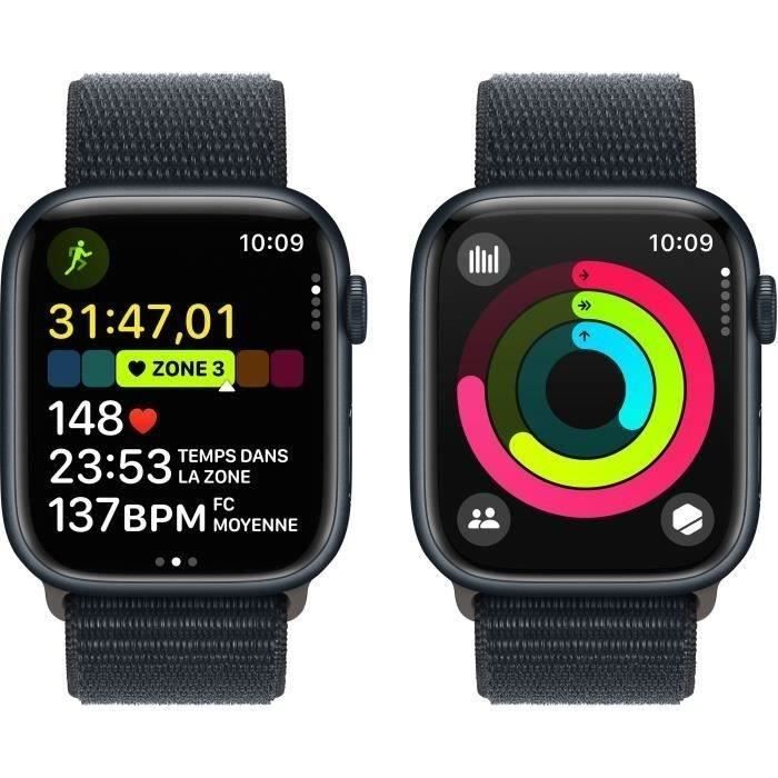 Apple Watch Series 9 GPS + Cellular - 45 mm - Cassa in alluminio Midnight - Cinturino sportivo Midnight - Ricondizionato - Ottime condizioni