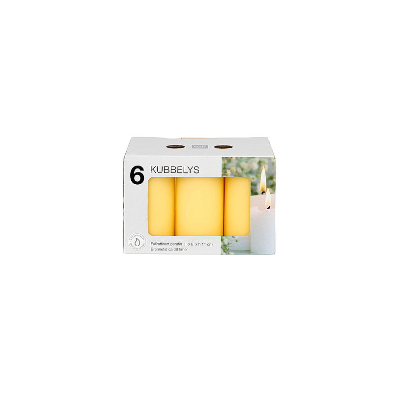 Vie Home Cube-lampe 6-pakning 6x11 cm gul