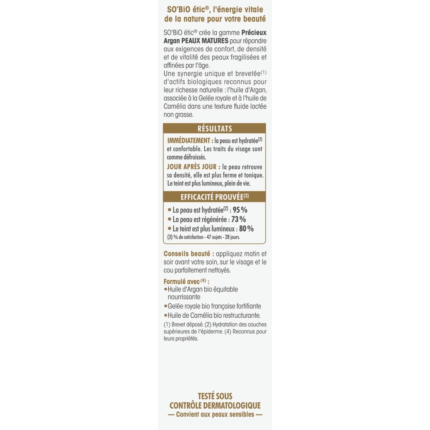 SO BiO étic Sérum hydratant¹ régénérant, Précieux Argan Peaux Matures