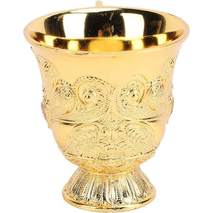 Verre à vin en métal, avec poignée et base, pour la maison, bar (or)