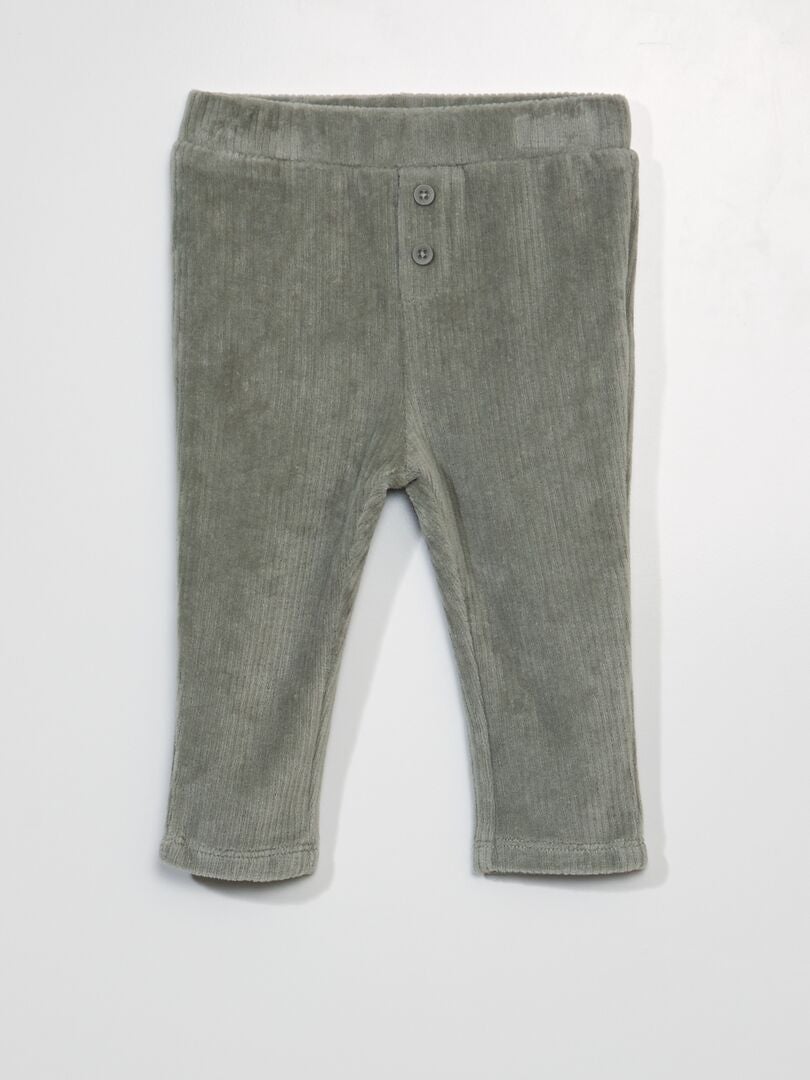 Pantalones de pana de color liso - VERDE