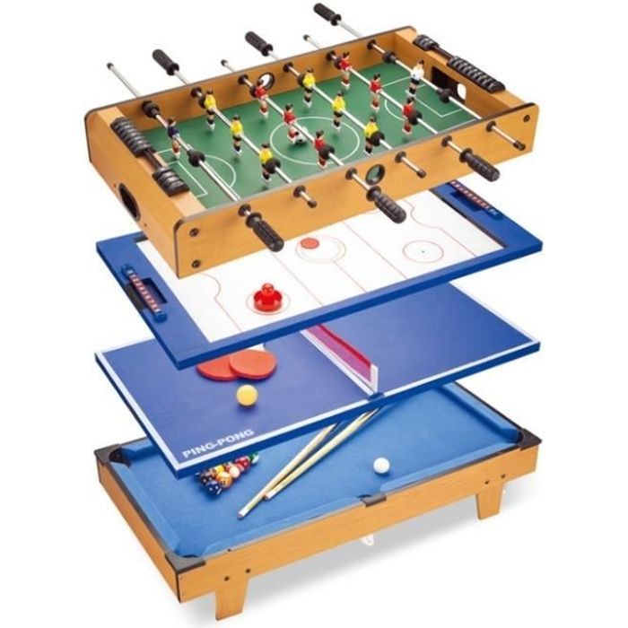Multigametafel - NUO - Tafelvoetbal, Biljart, Pingpong, Hockey - Gemengd - Binnen - Hout