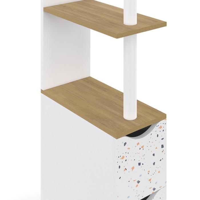 IDMARKET WILLY 2-door WC cabinet with shelf, terrazzo and beech finish