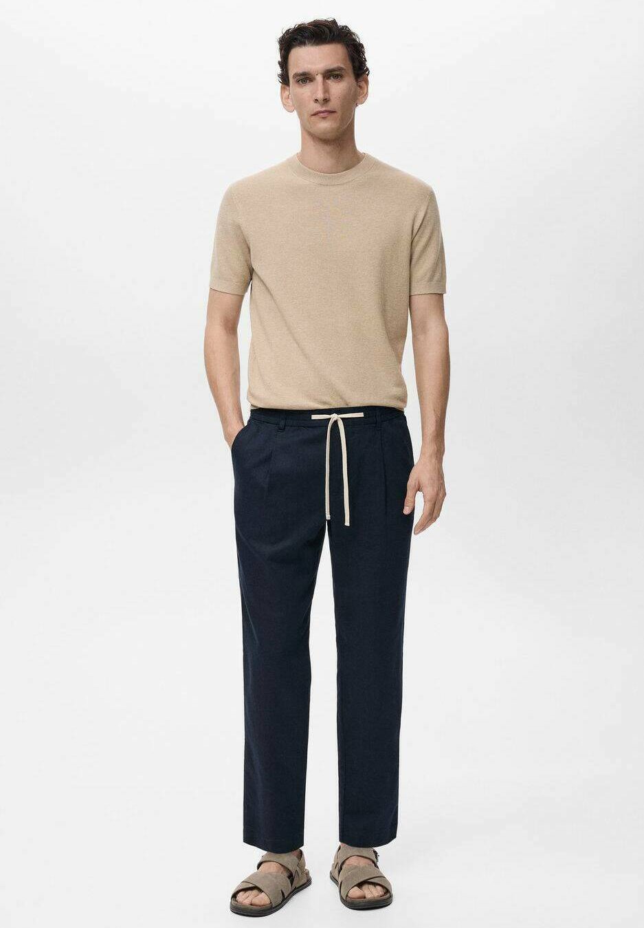 Pantalon Mango à cordon de serrage - bleu roi