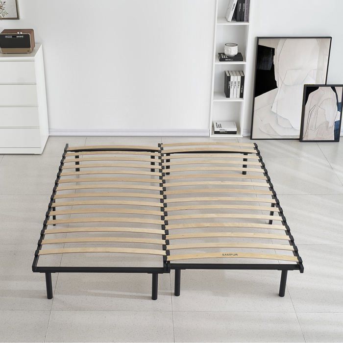 Base de cama de láminas extensible de 90-180x200 de SAMPUR | Versátil y modular - Zona para dormir individual o doble - Láminas de álamo duraderas