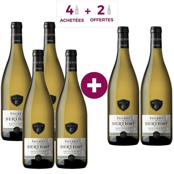 Secret de Berticot Sauvignon AOC Côtes de Duras - White wine from the South West x6 2024
