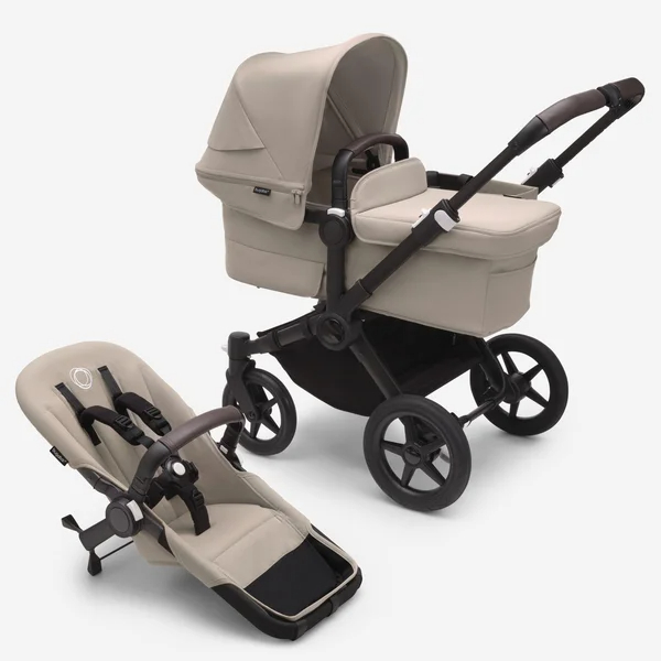 Bugaboo Donkey 5 Twin 2-in-1 kinderwagenset zwart/woestijntaupe, woestijntaupe