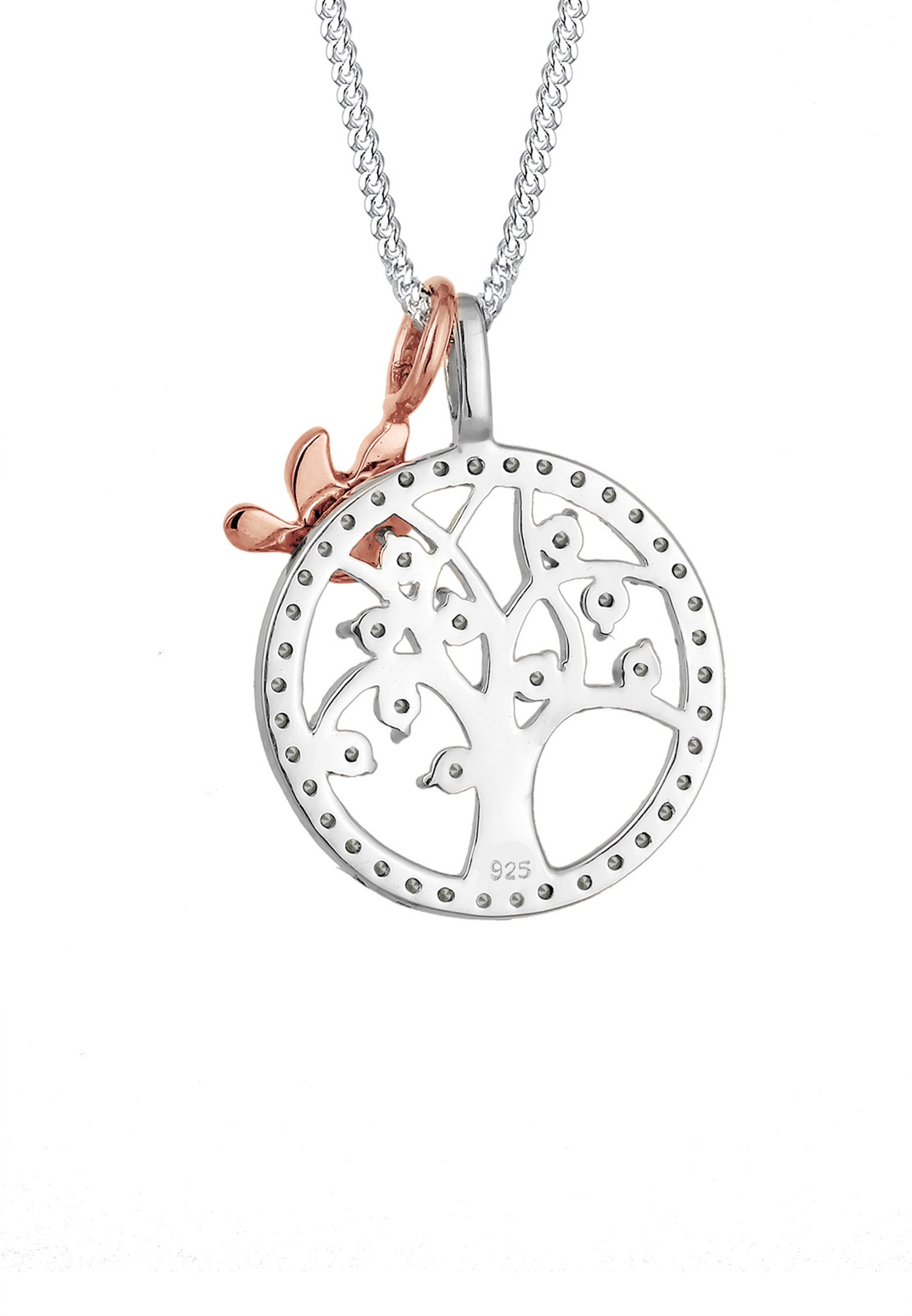 Elli PREMIUM Femmes Arbre de vie en bicolore tendance avec cristaux en argent sterling 925