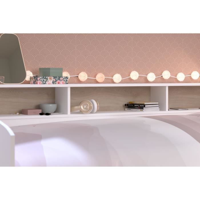 Divano letto con 2 cassetti, 90 x 200/190 cm - MDF - Finitura rovere opaco e bianco - JOY - 2339ENSE