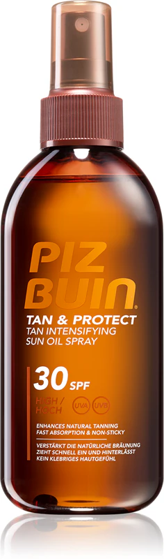 Óleo protetor Piz Buin Tan & Protect que acelera o bronzeamento FPS 30