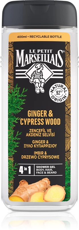 Le Petit Marseillais Ginger & Cypress Wood dušo želė 4 viename