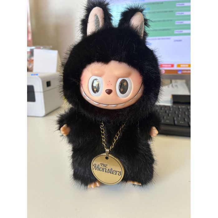 Poupée Labubu - Série Transformation - Peluche - Cadeau idéal pour les anniversaires et Noël - Noir , 17 cm