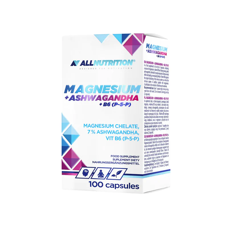 Allnutrition Magnesium + Ashwagandha + B6 (P-5-P), Kapsułki