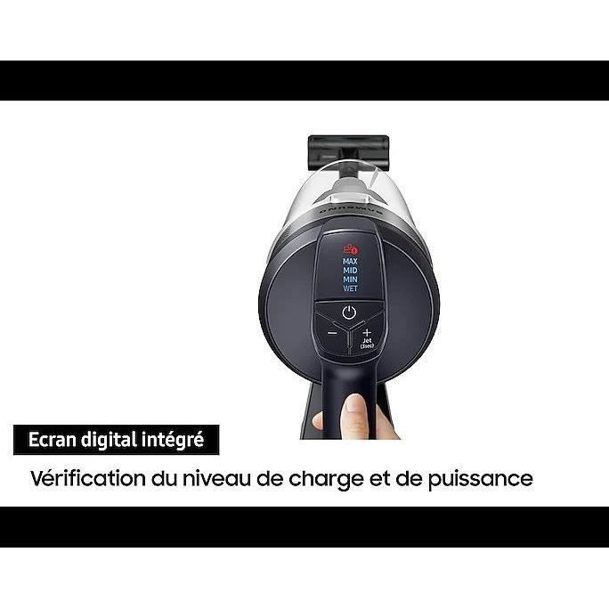 SAMSUNG Jet 75E Complete VS20B75CR5 - Aspiradora de mano inalámbrica - Potencia de 200 AW - Autonomía de 60 min - Base de montaje en pared - 3 cepillos