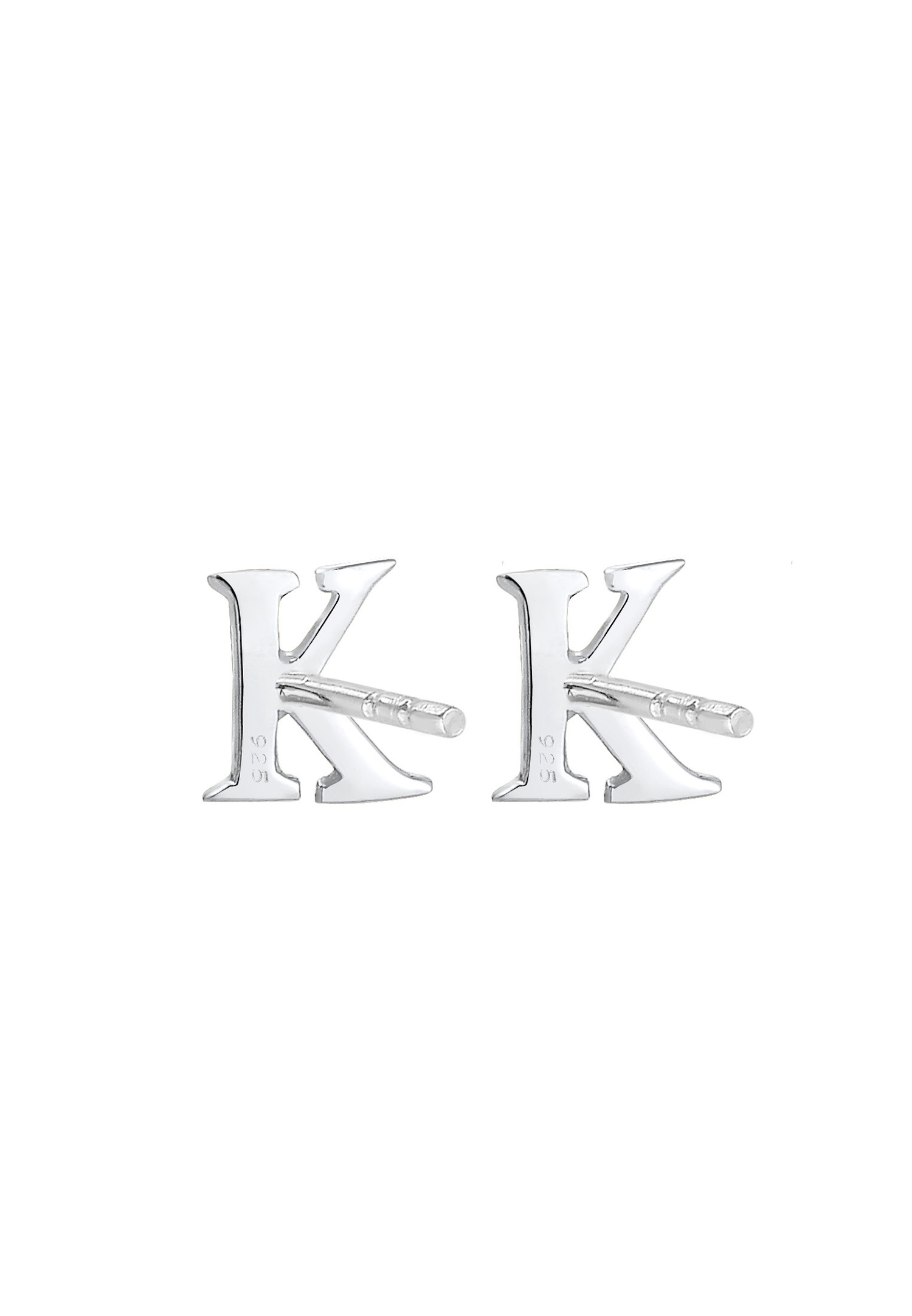 Elli Lettre K Clous d'Oreilles Femme - (925/1000) Argent
