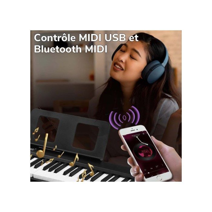 ALIGHTUP - Pianoforte digitale pieghevole a 88 tasti, MIDI Bluetooth, con cuffie e borsa per il trasporto.