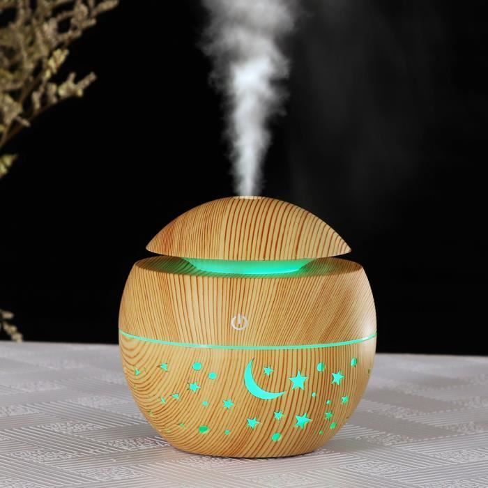 Humidificador de aire, difusor de niebla, difusor de niebla de 130 ml con acabado de madera dorada para oficina y dormitorio.