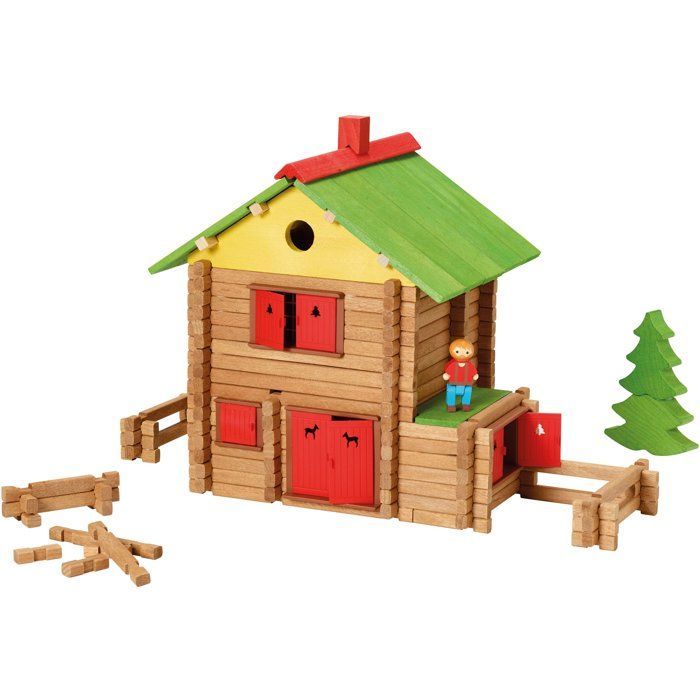 JEUJURA - Wooden Construction Set - My Wooden Chalet - 225 Pieces - Ages 5+