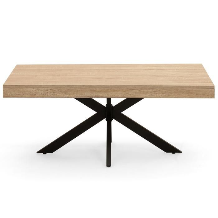 Tavolino rettangolare IDMARKET ALIX, 110 cm, con gambe a ragno in legno e nere.