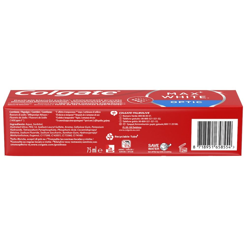 Max White Optic bieliaca zubná pasta Zubné pasty a zubné pasty