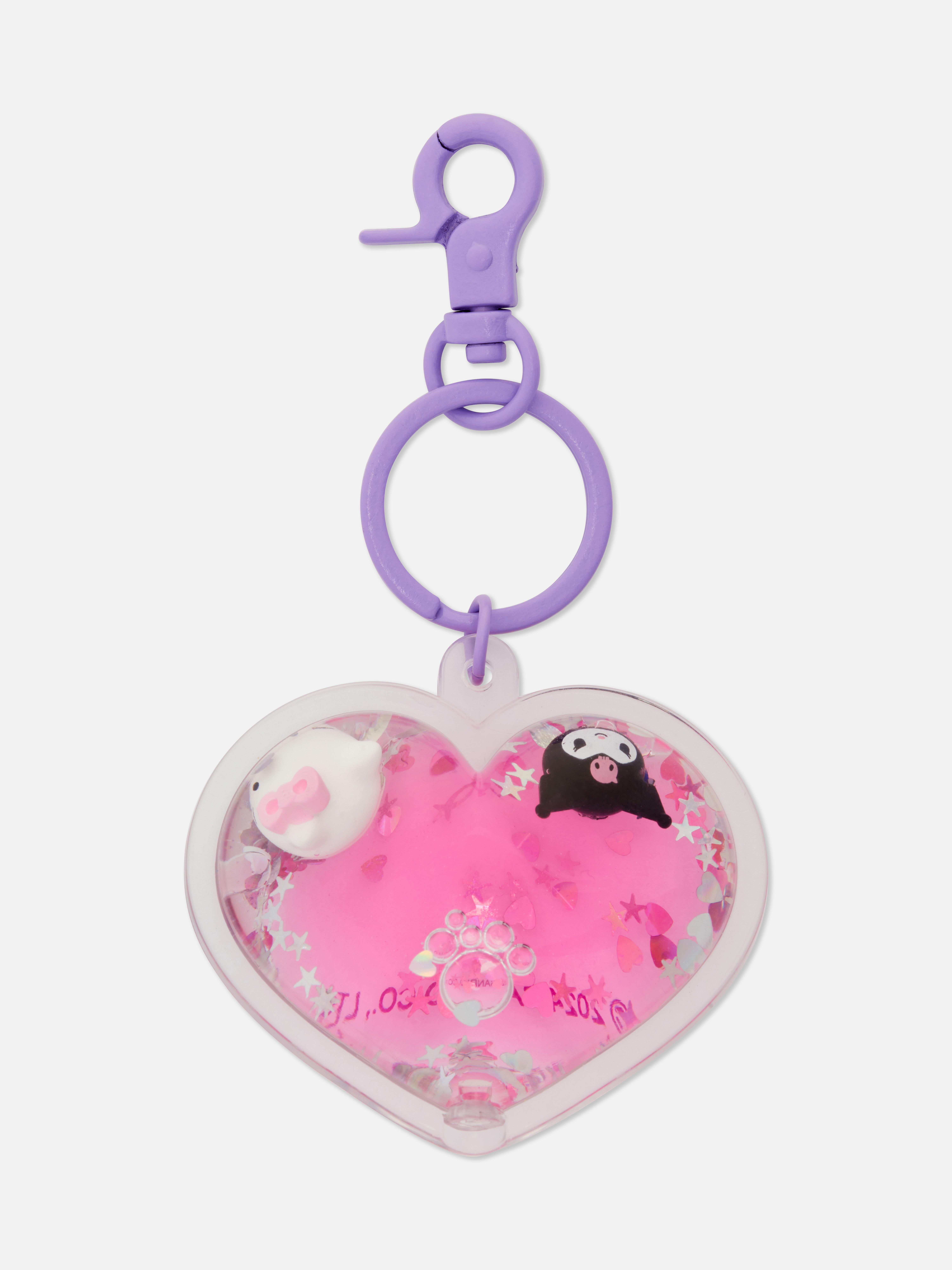 Hello Kitty táskacímke Szív alakú Hello Kitty táskacímke lebegő flitterekkel