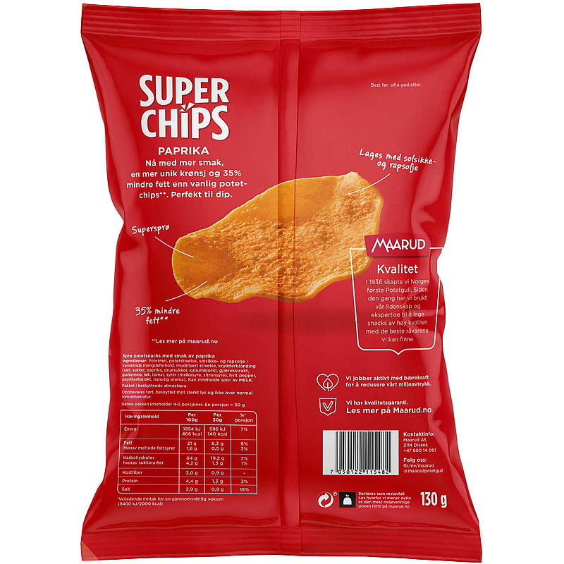 Superchips Maarud 130 g Paprika Maarud