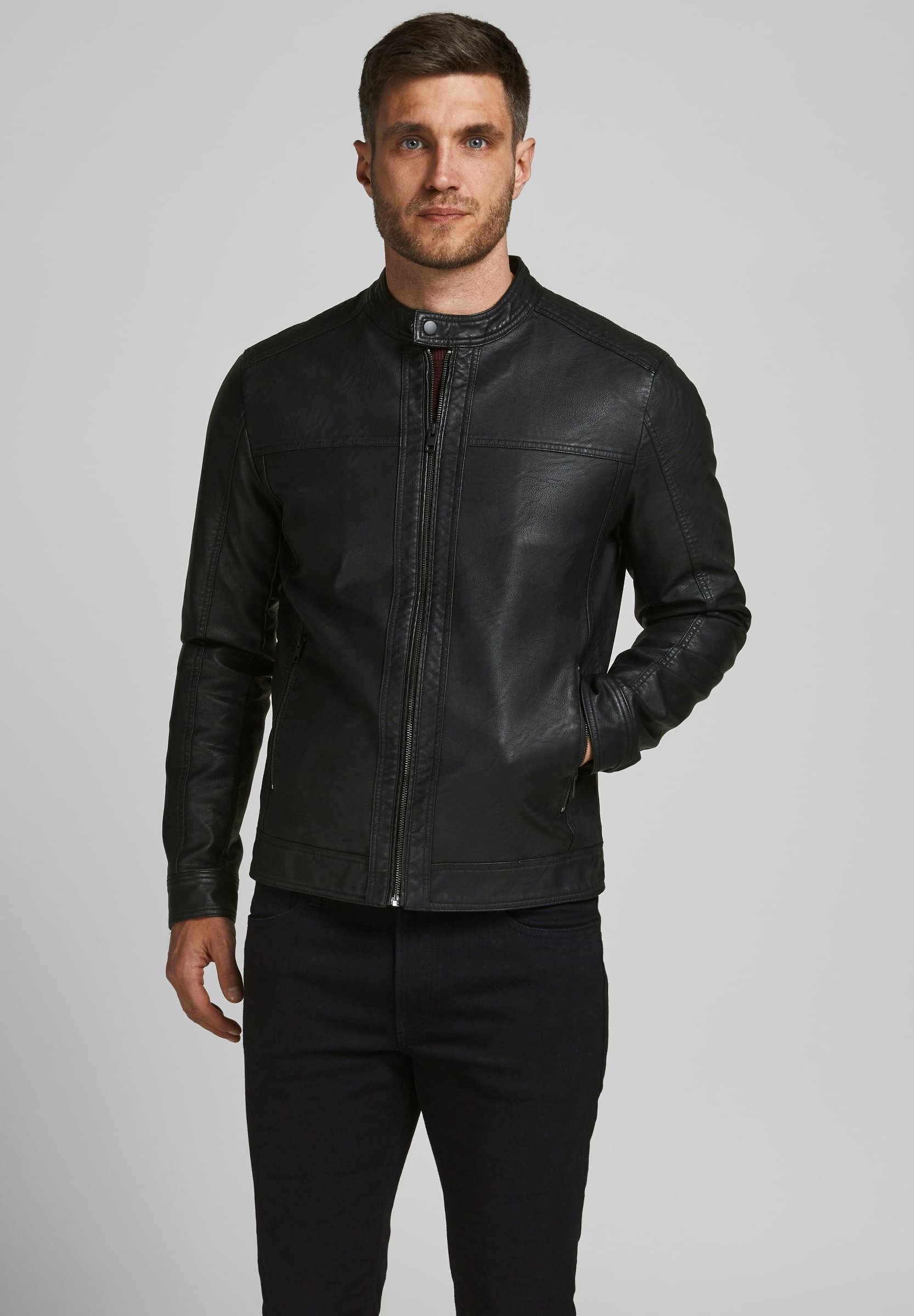 Jack & Jones WARNER NOOS - Dirbtinės odos striukė - juoda