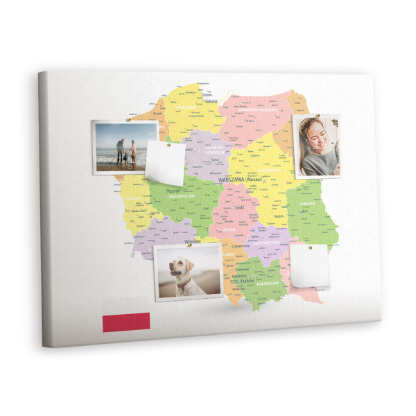 Tablica korkowa z nadrukiem do pokoju dziecka   pinezki Mapa